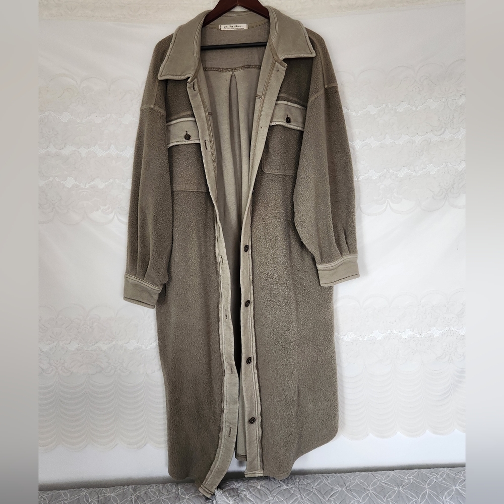 Free People Long Ruby Jacket Size Large Olive